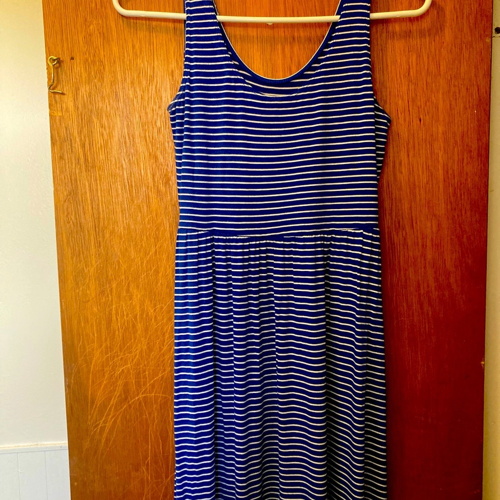 Blue and stripe maxi dress